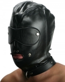 Leather Hood w. Eye- & Mouthpatch lockable Premium