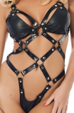 Leather Strap Harness w. detachable Cups