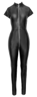 Leather & Stretch Jumpsuit w. 3-Way Zipper