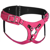 Leather Strap-On Dildo Corset Harness pink