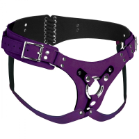 Leather Strap-On Dildo Corset Harness purple