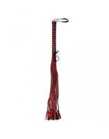 Leather Flogger Whip braided 15 Strand red-black