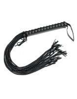 Leather Flogger Whip braided 15 Strand black