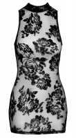 Mini Dress sleeveless Stretch-Tulle & Floral Flock-Print