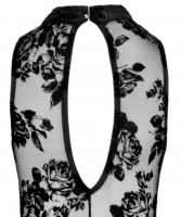 mini-robe sans manches tulle stretch & velours floqué motif floral