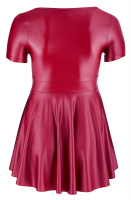 Mini-robe rouge brillante et mate avec ceinture grandes tailles