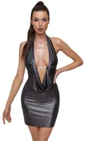 Minikleid m. Nackenträger & Wasserfall-Ausschnitt silber