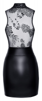 Mini Dress Wetlook & transparent Tulle-Top embroidered