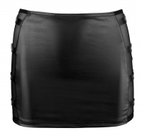 Mini Skirt w. Buckles Wetlook & Mesh