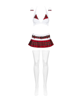 Mini Skirt & Top Costume-Set Schooly 5-Pieces erotic Schoolgirl-Uniform with Stockings & Hairbands buy cheap