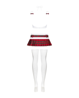Mini Skirt & Top Costume-Set Schooly 5-Pieces w. Neckholder-Top & ruffled short Mini Skirt Stockings & Hairbands buy