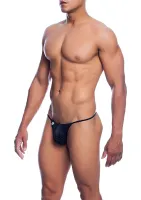 MOB Eroticwear Herrenstring Mikrofaser perforiert V-String schwarz