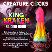 Monster-Dildo w. Suction-Cup King Kraken Silicone 8.6cm thick Octopus-Dong with Tentacles multicolored Squid buy