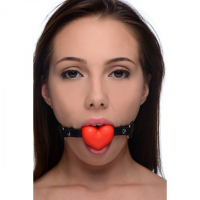 Mouth Gag Heart-shaped Silicone & PU-Leather Strap Heart Beat