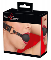 Mouth Gag w. Silicone Ball & Plush-Lining PU-Leather
