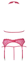 Neckholder-Bra Suspender Belt & Thong Lace pink