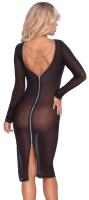 Netzkleid langarm m. Reissverschluss & Zierketten