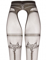 Fishnet Tights crotchless w. Garters & decorative Seam