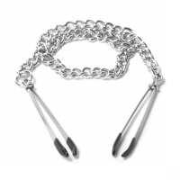 Nipple Clamps Tweezer-Style w. Chain Reign