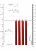 Set di 4 candele a goccia in paraffina 18 cm rosso