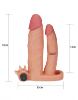 Penis Extender 2.5cm w. Anal Dildo & Vibration TPE brown