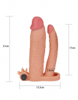 Extender pénis 7.5cm avec gode anal & vibration TPE couleur chair