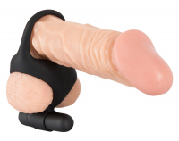 Harnais pénis-testicules avec vibration Black Velvets Silicone