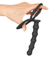 Anello per testicoli del pene con catena anale Black Velvets Silicone