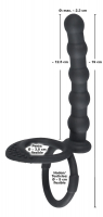 Cock & Balls Ring w. Anal Beads Black Velvets Silicone