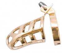 Penis Chastity Cage Cock Trap Stainless Steel golden
