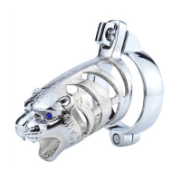 Penis Chastity Cage Tiger Head 45mm Chrome