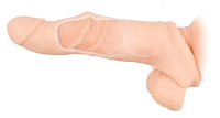 Gaine dallongement du pénis avec ouverture pour les testicules Nature Skin +5cm