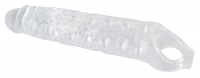 Penis Enlargement Sheath w. Testicle Ring TPE Crystal Clear