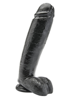 Penis Dildo w. Balls & Suction Base Dong 10-Inch PVC black