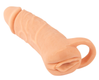 Acheter létui pénis & le masturbateur 2-en-1 Nature Skin 18.5cm en look pénis avec ouverture vaginale sangle élastique pour les testicules