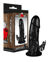 Penis Sleeve w. Clit Tickler & Vibration Brave Man 3 TPE realistic veined small Anal-Stimulator by CRAZY BULL buy cheap