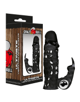 Penis Sleeve w. Clit Tickler & Vibration Ultimate TPE elastic w. strong Bullet Vibrator stretchy Sheath by CRAZY BULL buy