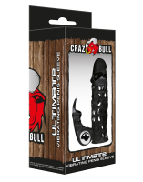 Penis Sleeve w. Clit Tickler & Vibration Ultimate TPE elastic perforated Cock Sheath & Bullet Vibe by CRAZY BULL buy
