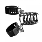 Cock Cage Gates-of-Hell 5-Rings lockable Leather