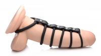 Penis Rings Gates-of-Hell 5 Silicone-Rings & PU-Leather black