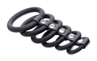 Anelli per il pene Gates-of-Hell 5 anelli in silicone e similpelle nero