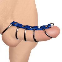 Penis Rings Gates-of-Hell 5 Steel-Rings & Leather blue