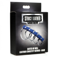 Penis Rings Gates-of-Hell 5 Steel-Rings & Leather blue