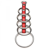 Penis Rings Gates-of-Hell 5 Steel-Rings & Leather red