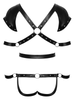 Strap Body Harness-Look w. Wrist Cuffs & Rivets Mattlook adjustable Chest & Waist Straps Jock w. Zipper cheap