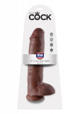 Giant Dildo w. Suction Base King Cock 11 Inch Balls brown