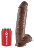 Giant Dildo w. Suction Base King Cock 11 Inch Balls brown