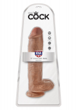 Giant Dildo w. Suction Base King Cock 11 Inch Balls light brown