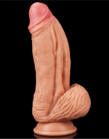 Giant Dildo w. Veins & Suction-Cup 10-Inch Dual Layer Silicone