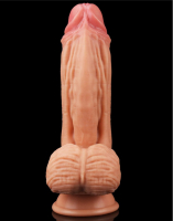 Giant Dildo w. Veins & Suction-Cup 10-Inch Dual Layer Silicone